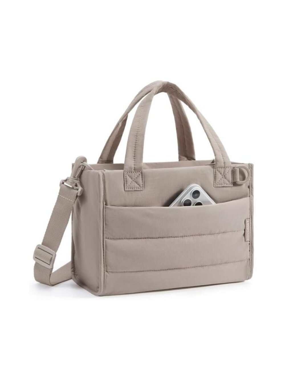 Puffer Quilted Small Tote Bag – Lightweight Work & Travel Handbag with Zipper